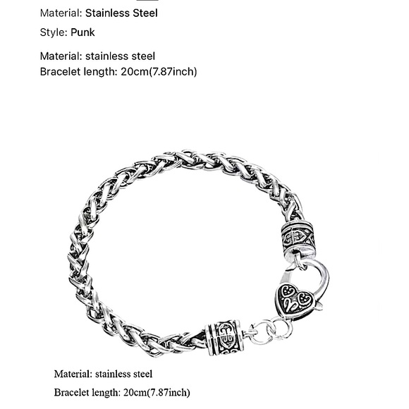 NWT ๐ค SILVER 8โ CHUNKY WEIGHTED STAINLESS STEEL HEART CLASP BRACELET Men/Women - Picture 8 of 8